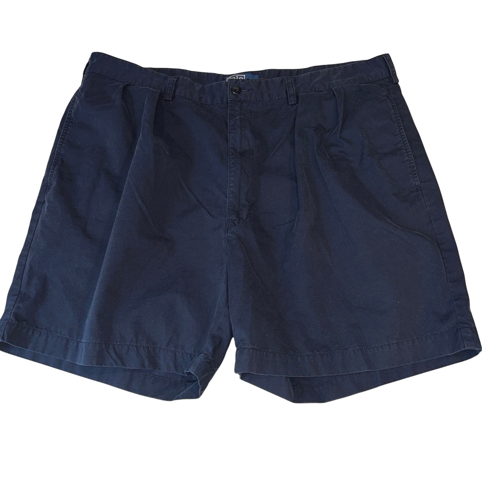 Polo Ralph Lauren Pleated Chino Shorts 40 Men's Navy Blue Cotton Relaxed Fit